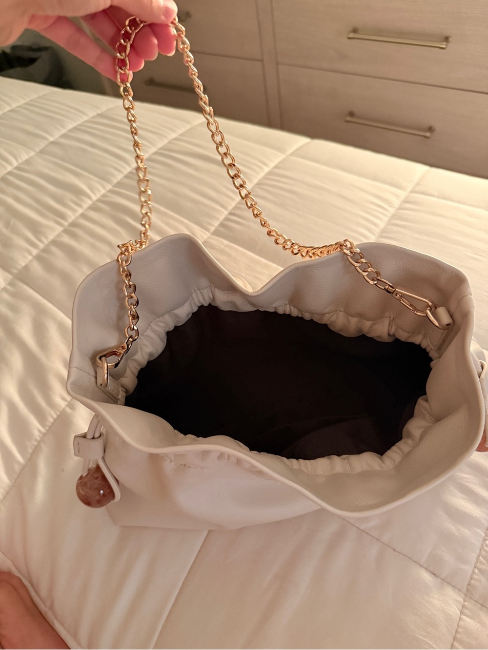 ASOS Cream Pebble Drawstring Bag - Picture 2 of 3